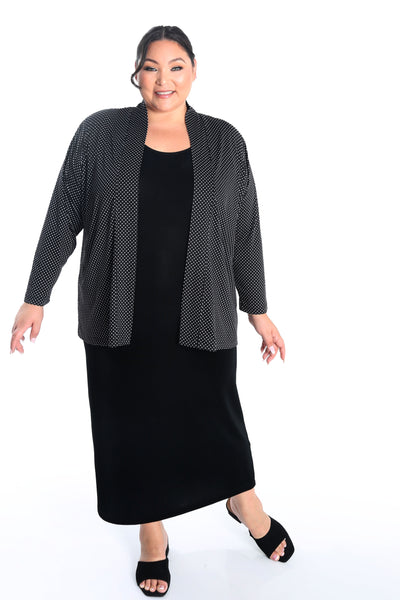 Vikki Vi Jersey Black Mini Dot Kimono Jacket