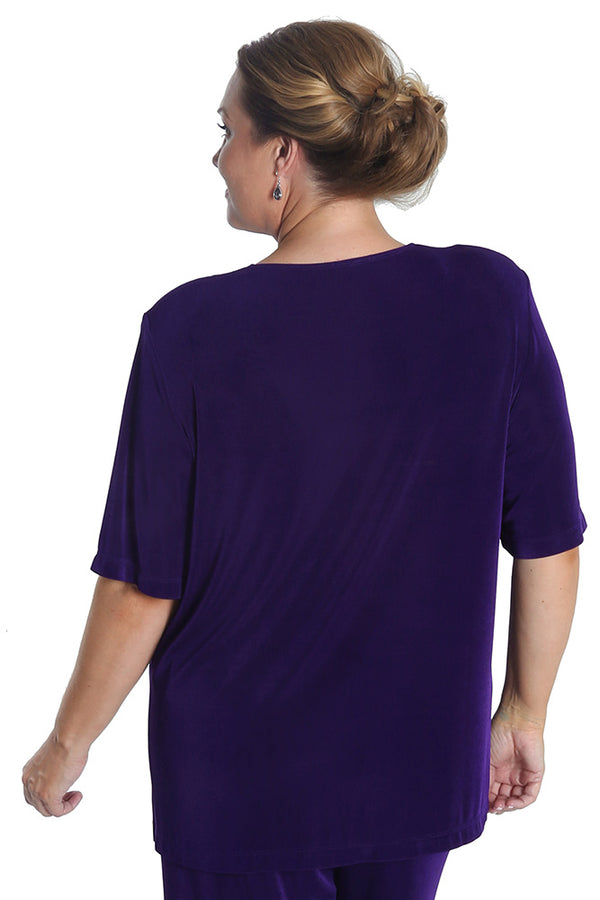 Vikki Vi Classic Royal Purple Short Sleeve Tunic