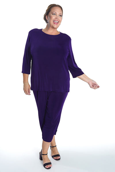 Vikki Vi Classic Royal Purple 3/4 Sleeve Top