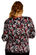 Vikki Vi Jersey Red Paisley 3/4 Sleeve Top