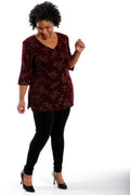 Vikki Vi Classic Shiraz Sparkle V-Neck 3/4 Sleeve Tunic