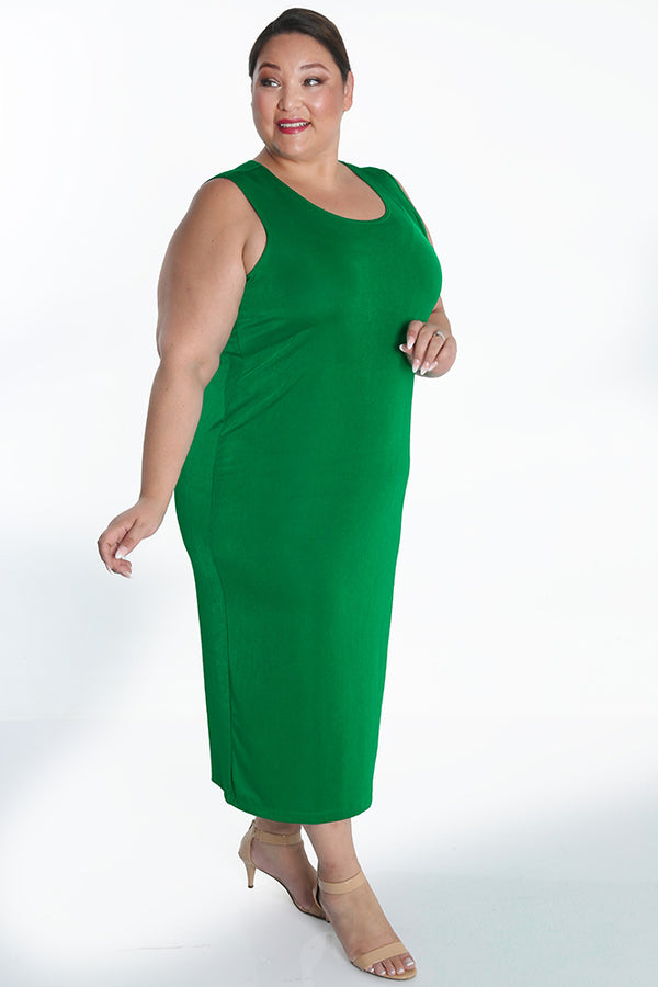 Vikki Vi Silky Classic Emerald Maxi Tank Dress