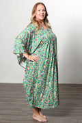 Vikki Vi Jersey Kelly Floral Zip Front Caftan