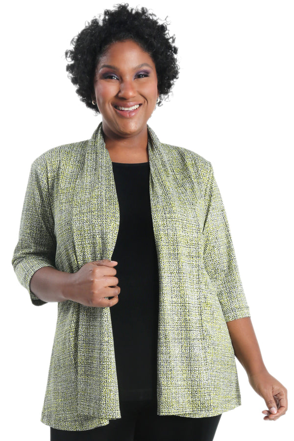 Vikki Vi Jersey Lemon Twill 3/4 Sleeve Kimono Jacket