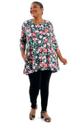 Vikki Vi Jersey Modern Floral 2 Pocket Swing Tunic