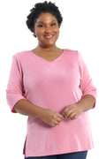 Vikki Vi Classic Carnation V-Neck 3/4 Sleeve Tunic