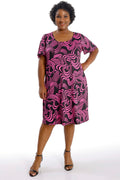 Vikki Vi Jersey Fuchsia Abstract T-Shirt Style Dress