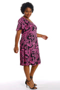 Vikki Vi Jersey Fuchsia Abstract T-Shirt Style Dress