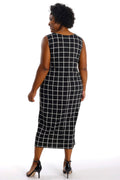 Vikki Vi Jersey Window Pane Maxi Tank Dress