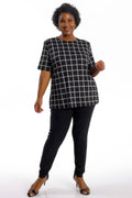 Vikki Vi Jersey Window Pane Short Sleeve Tunic