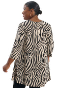 Vikki Vi Jersey Ivory Zebra 2 Pocket Swing Tunic