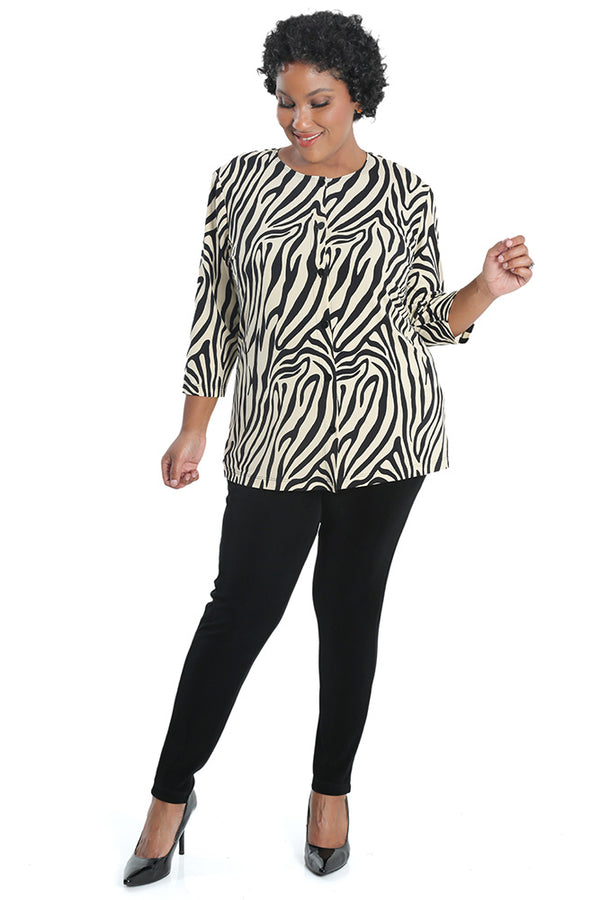 Vikki Vi Jersey Ivory Zebra Cardigan