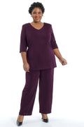 Vikki Vi Classic Boysenberry V-Neck 3/4 Sleeve Tunic