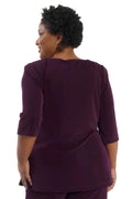 Vikki Vi Classic Boysenberry V-Neck 3/4 Sleeve Tunic