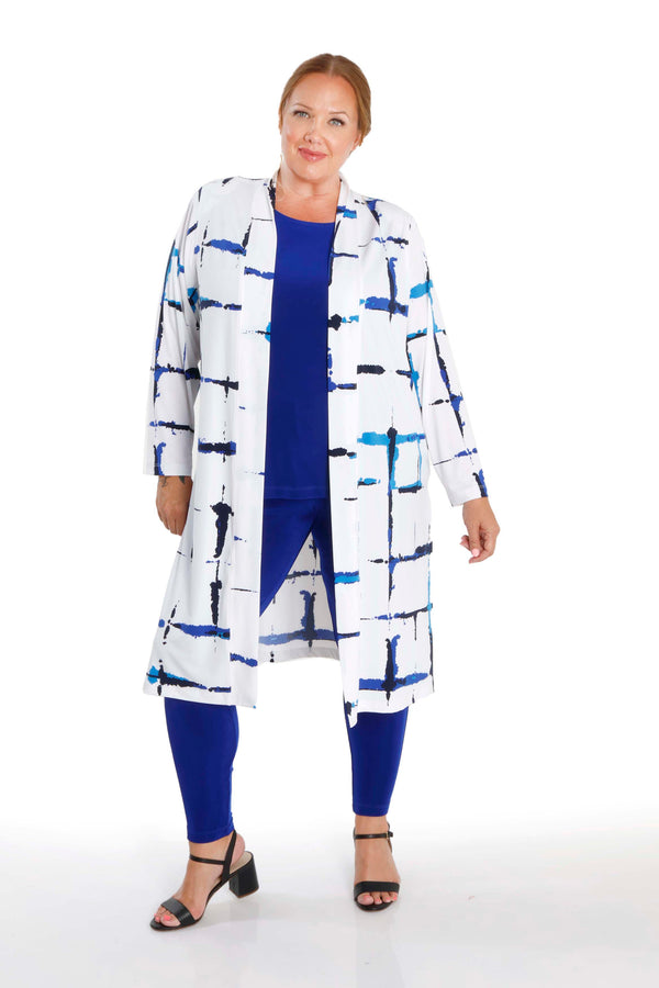 Vikki Vi Jersey Royal Splash Long Sleeve Kimono Duster