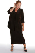 Vikki Vi Classic Chocolate 3/4 Sleeve Kimono Jacket