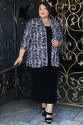 Vikki Vi Jersey Abstract Zebra 3/4 Sleeve Kimono Jacket