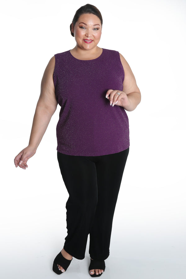 Vikki Vi Jersey Sparkle Eggplant Tank