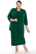 Vikki Vi Jersey Pine 3/4 Sleeve Kimono Jacket