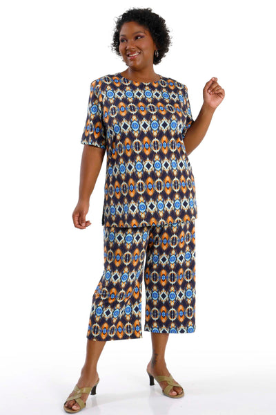 Vikki Vi Jersey Aztec Short Sleeve Tunic