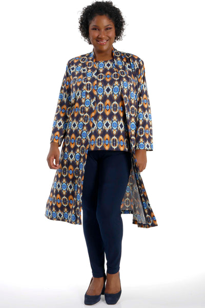 Vikki Vi Jersey Aztec Long Sleeve Kimono Duster