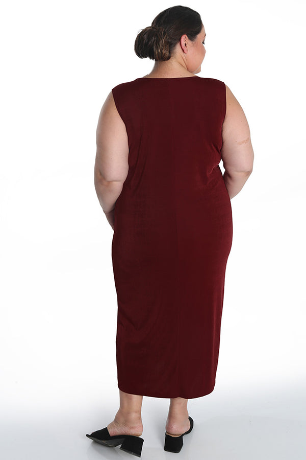 Vikki Vi Silky Classic Wine Maxi Tank Dress