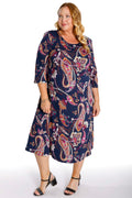 Vikki Vi Jersey Morocco 3/4 Sleeve A-Line Dress