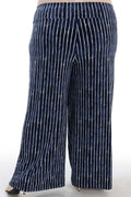 Vikki Vi Jersey Navy Pinstripe Wide Leg Pant