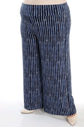 Vikki Vi Jersey Navy Pinstripe Wide Leg Pant