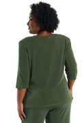 Vikki Vi Classic Olive 3/4 Sleeve Top