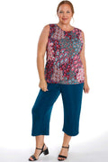 Vikki Vi Jersey Teal Paisley Tank