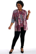 Vikki Vi Jersey Teal Paisley 3/4 Sleeve Kimono Jacket