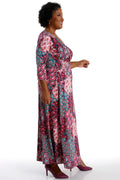 Vikki Vi Jersey Teal Paisley Faux Wrap Maxi Dress