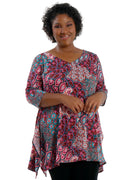 Vikki Vi Jersey Teal Paisley Handkerchief Tunic