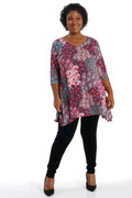 Vikki Vi Jersey Teal Paisley Handkerchief Tunic