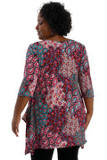 Vikki Vi Jersey Teal Paisley Handkerchief Tunic