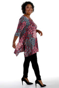 Vikki Vi Jersey Teal Paisley Handkerchief Tunic