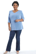 Vikki Vi Classic Powder Blue V-Neck 3/4 Sleeve Tunic