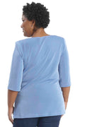 Vikki Vi Classic Powder Blue V-Neck 3/4 Sleeve Tunic