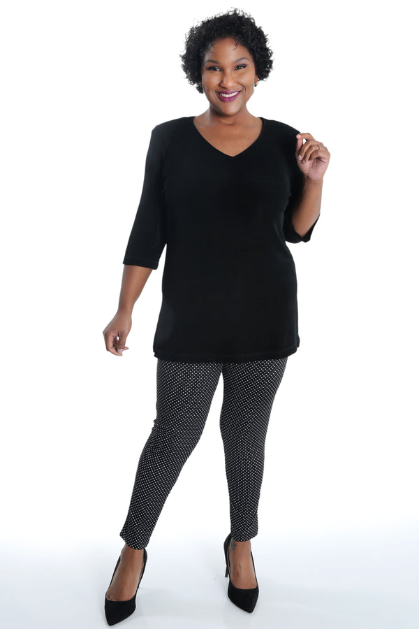 Vikki Vi Jersey Black Mini Dot Slim Leg Pant