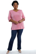 Vikki Vi Classic Carnation V-Neck 3/4 Sleeve Tunic