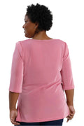 Vikki Vi Classic Carnation V-Neck 3/4 Sleeve Tunic