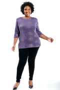 Vikki Vi Violet Sparkle 3/4 Sleeve Top