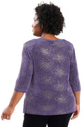 Vikki Vi Violet Sparkle 3/4 Sleeve Top