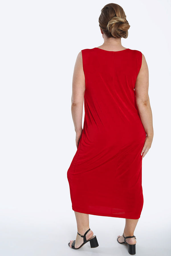 Vikki Vi Silky Classic Red Maxi Tank Dress