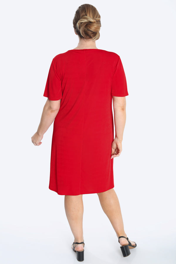 Vikki Vi Silky Classic Red T Shirt Style Dress