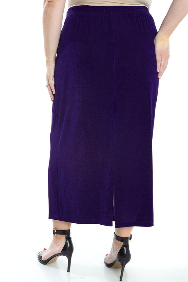 Vikki Vi Classic Royal Purple Straight Maxi Skirt