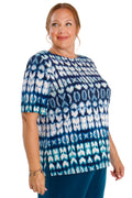 Vikki Vi Jersey Blue Tribal Short Sleeve Tunic