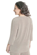 Vikki Vi Classic Sand 3/4 Sleeve Cardigan