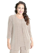 Vikki Vi Classic Sand 3/4 Sleeve Cardigan